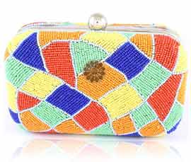 Vogue Crafts and Designs Pvt. Ltd. manufactures Multicolor Beaded Clutch at wholesale price.